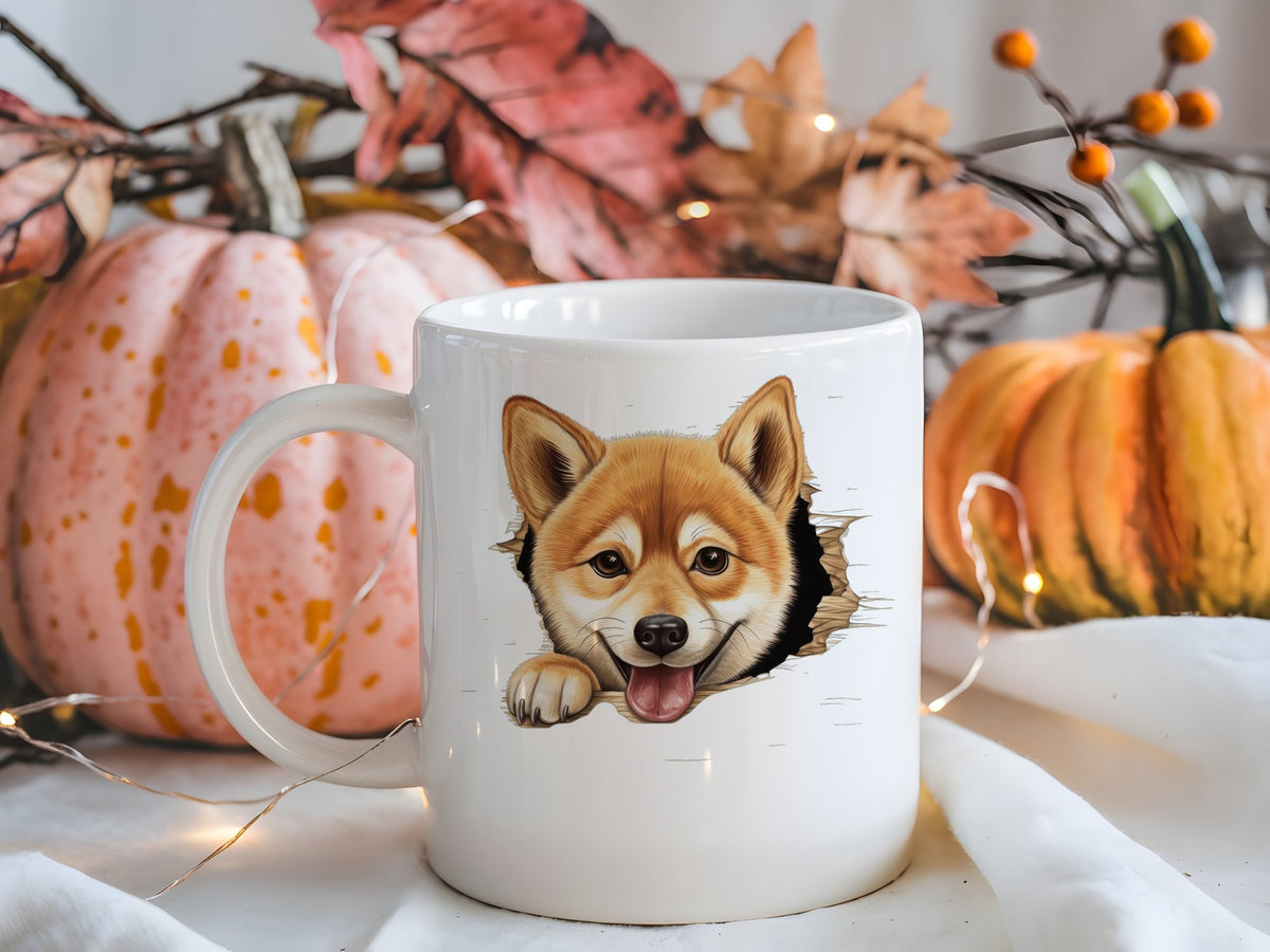 Shiba Inu Peeking standard mug in white
