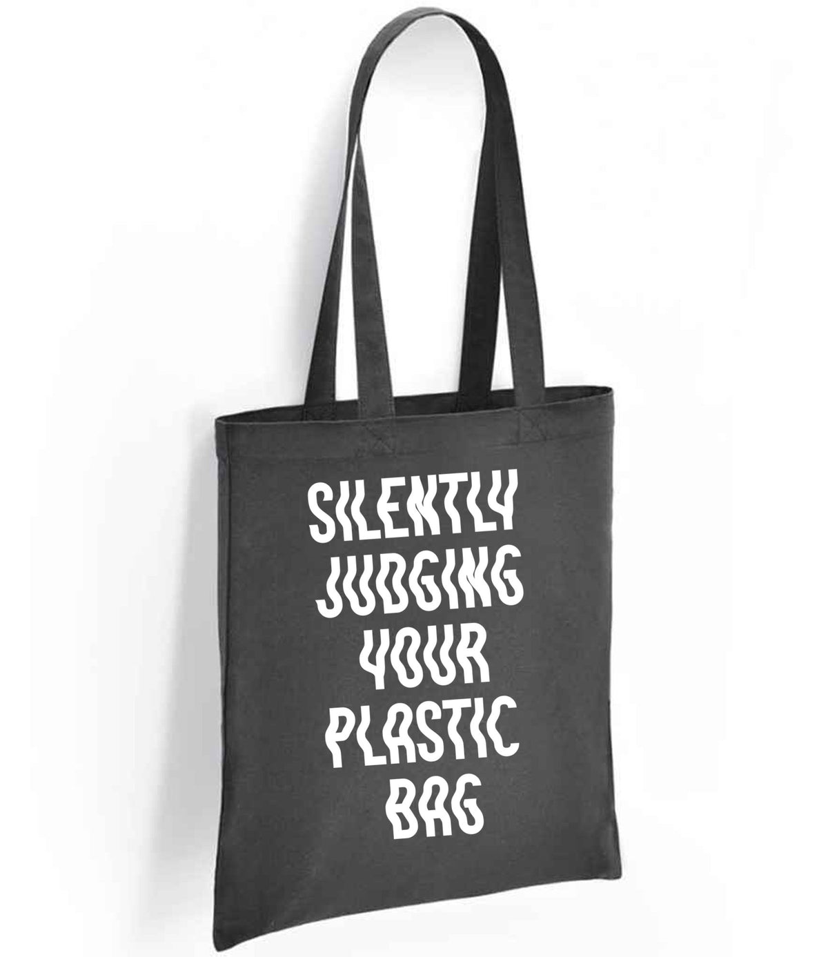 Silently Judging Your Plastic Bag tote bag in charcoal