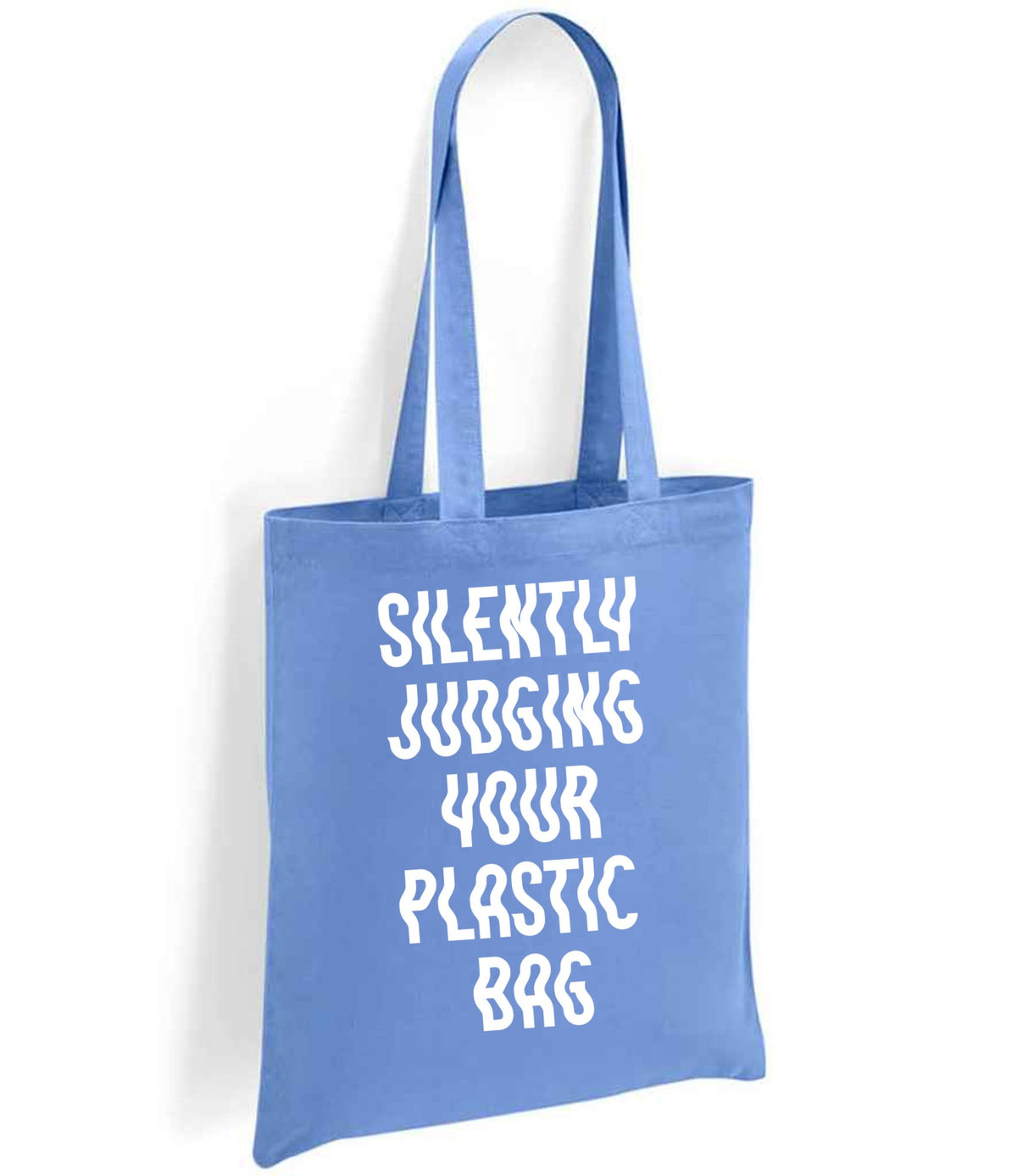 Silently Judging Your Plastic Bag tote bag in denim blue