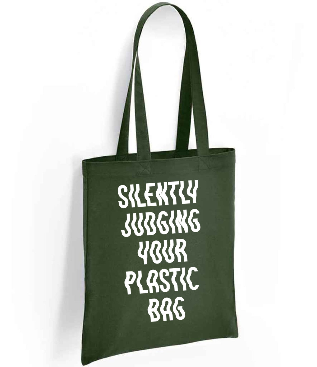Silently Judging Your Plastic Bag tote bag in forest green