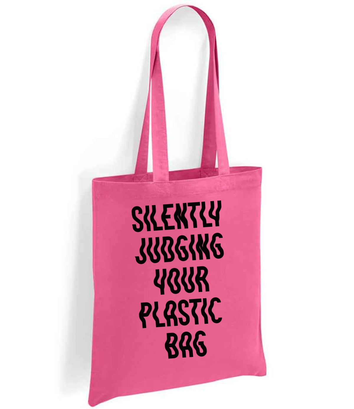 Silently Judging Your Plastic Bag tote bag in fuchsia