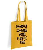 Silently Judging Your Plastic Bag tote bag in mustard