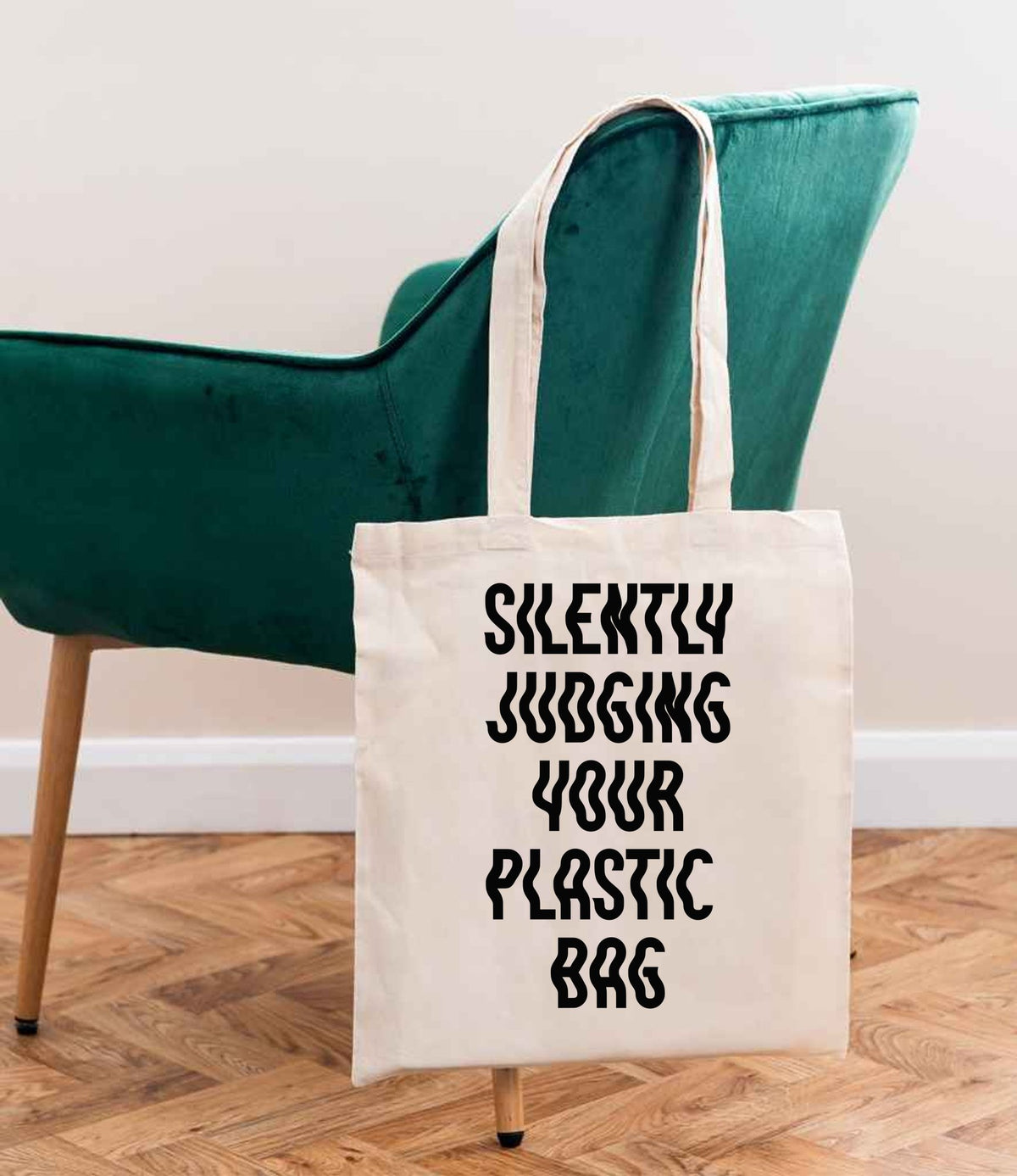 Silently Judging Your Plastic Bag tote bag in natural