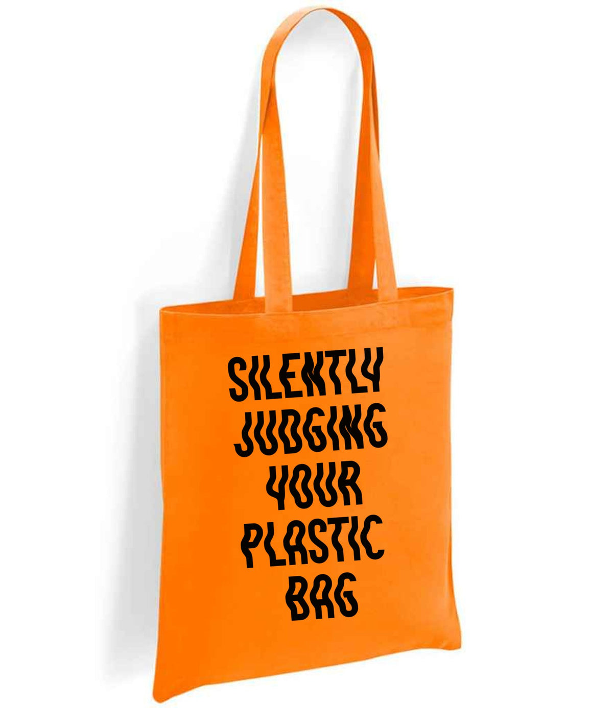 Silently Judging Your Plastic Bag tote bag in orange