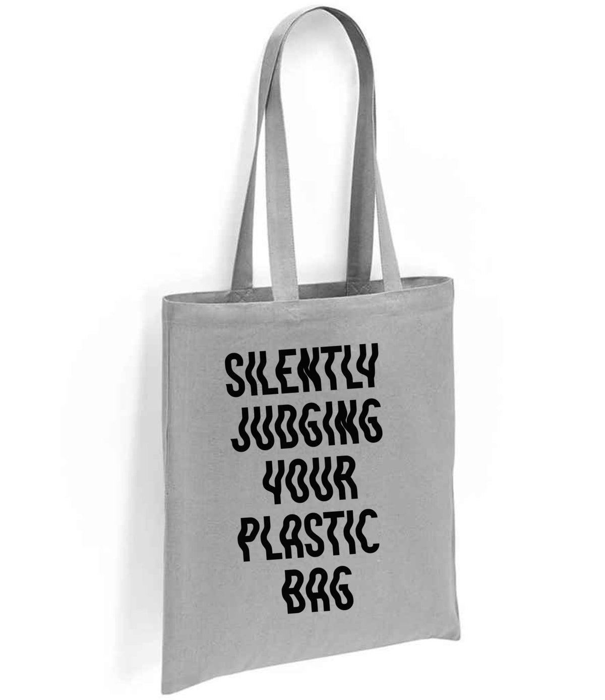 Silently Judging Your Plastic Bag tote bag in silver