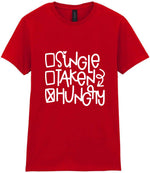 ☐ Single ☐ Taken ☒ Hungry t-shirt in red