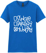 ☐ Single ☐ Taken ☒ Hungry t-shirt in royal blue