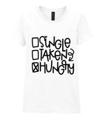 ☐ Single ☐ Taken ☒ Hungry t-shirt in white
