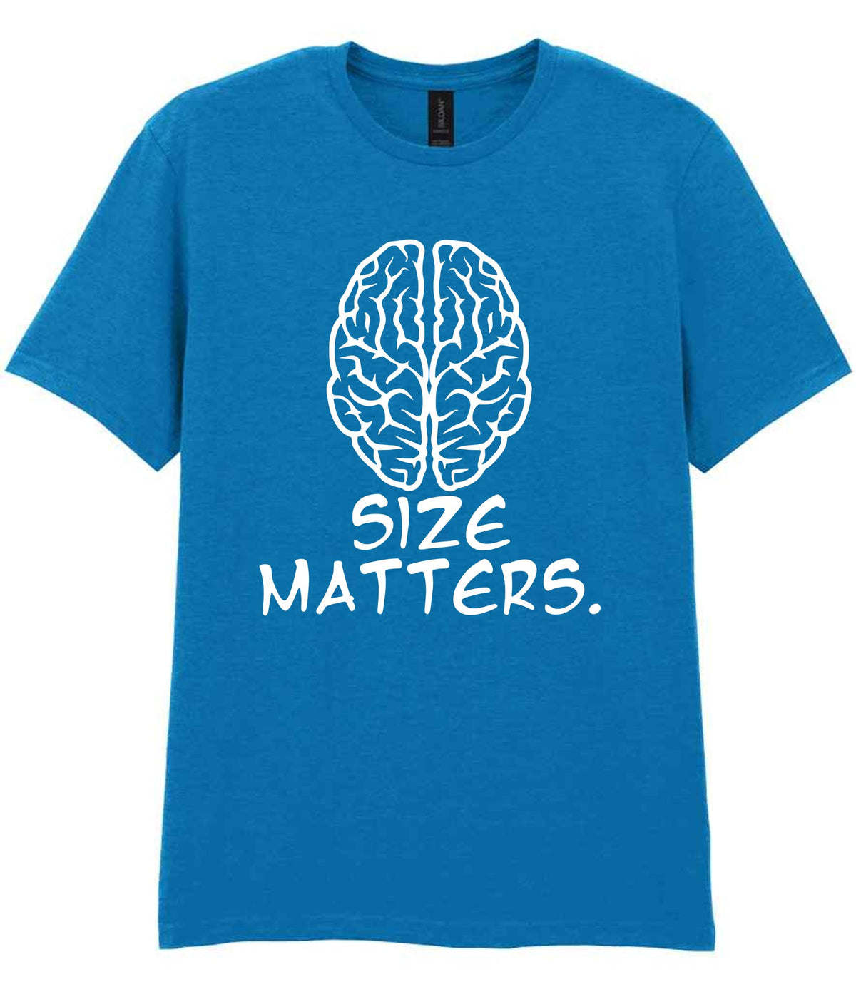 Size Matters. t-shirt in sapphire blue