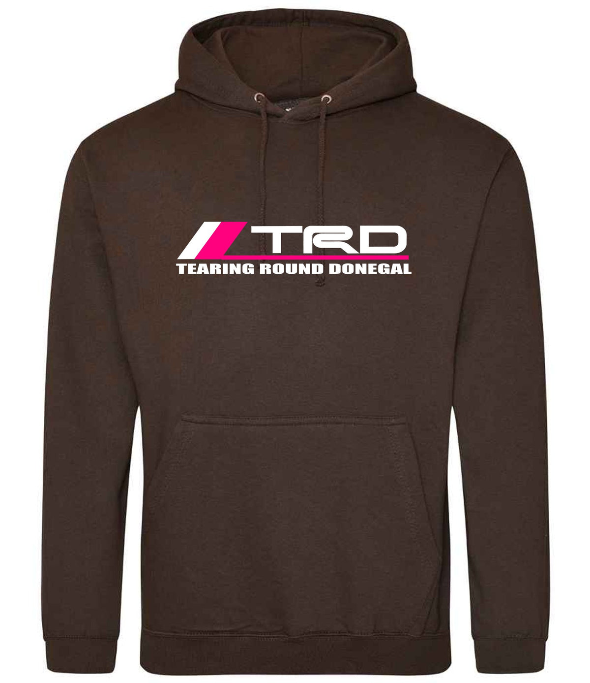 Tearing Round Donegal hoodie in hot chocolate
