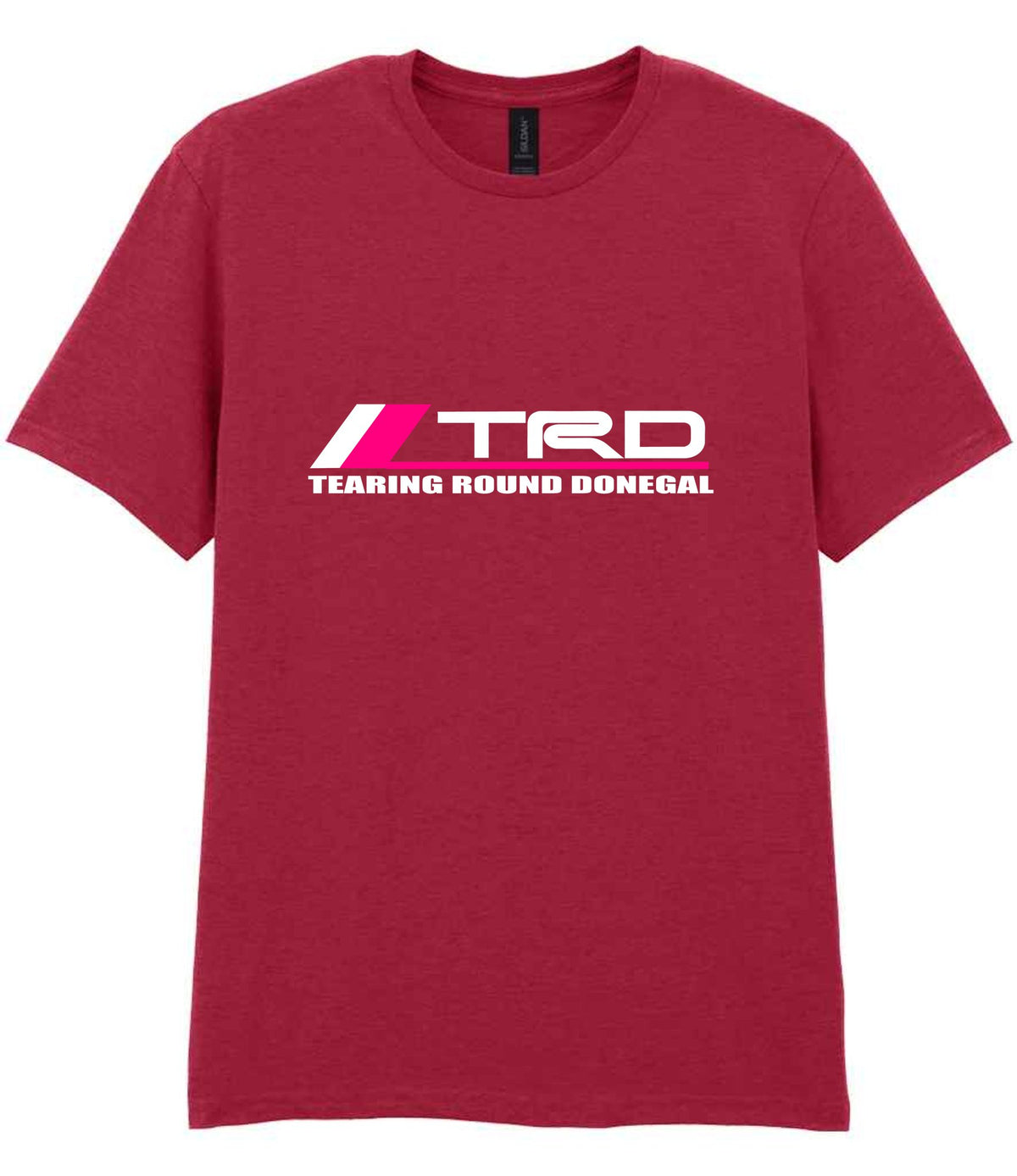 Tearing Round Donegal t-shirt in cardinal red