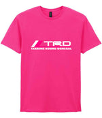 Tearing Round Donegal t-shirt in heliconia