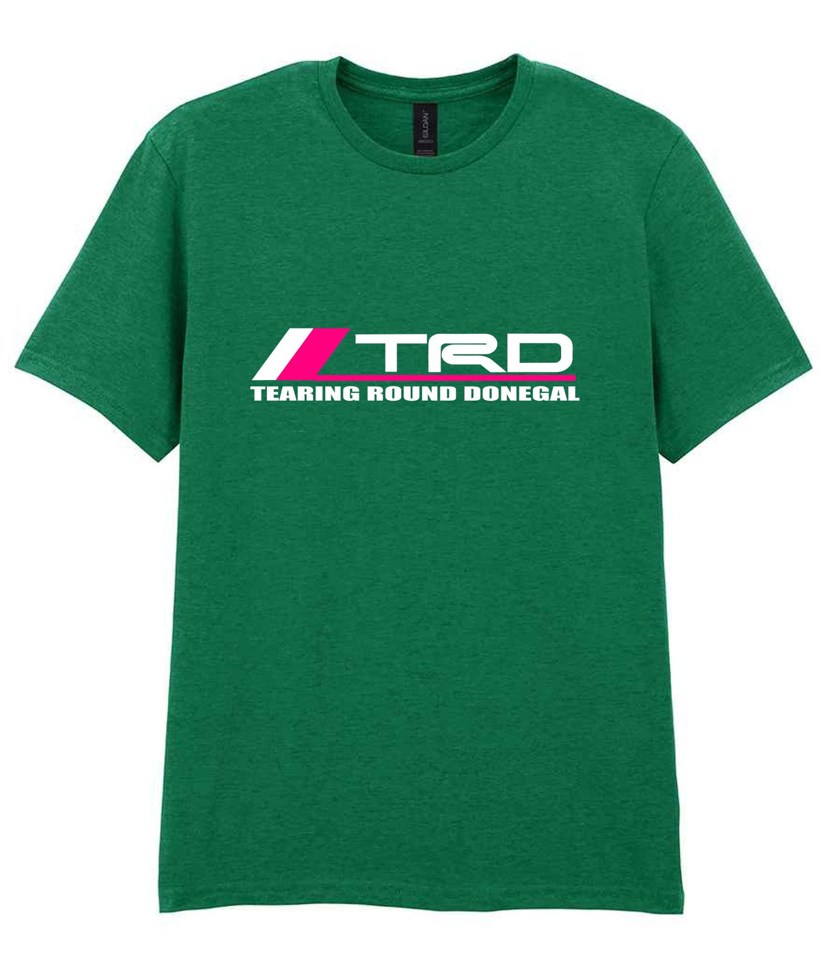 Tearing Round Donegal t-shirt in kelly green