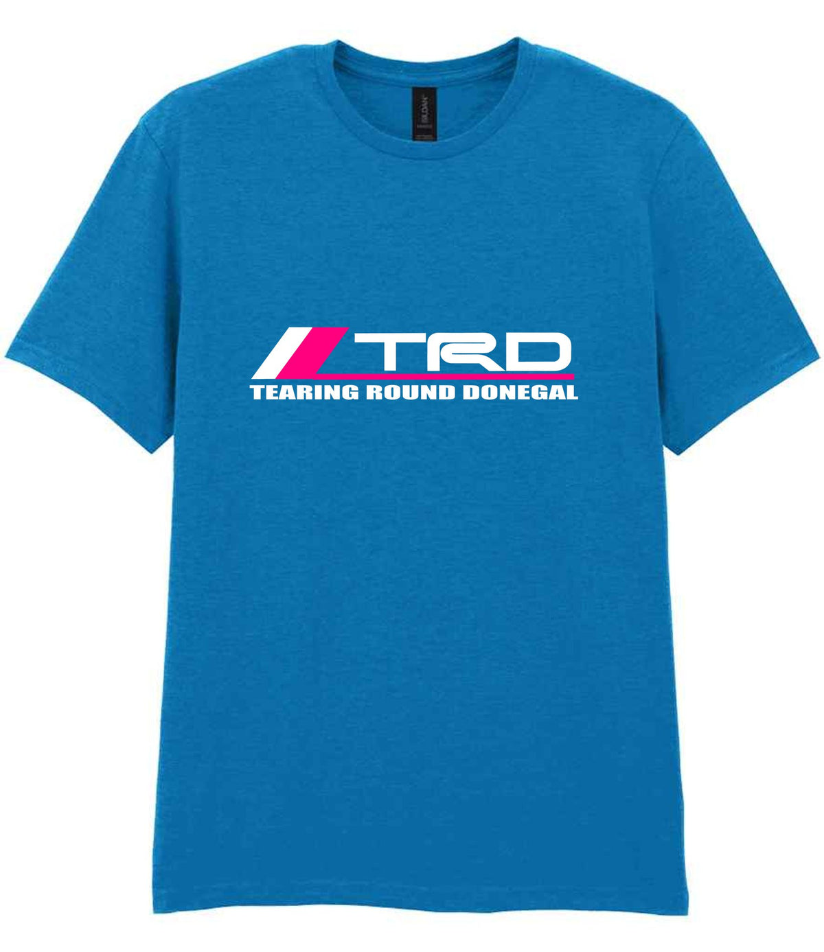 Tearing Round Donegal t-shirt in sapphire blue