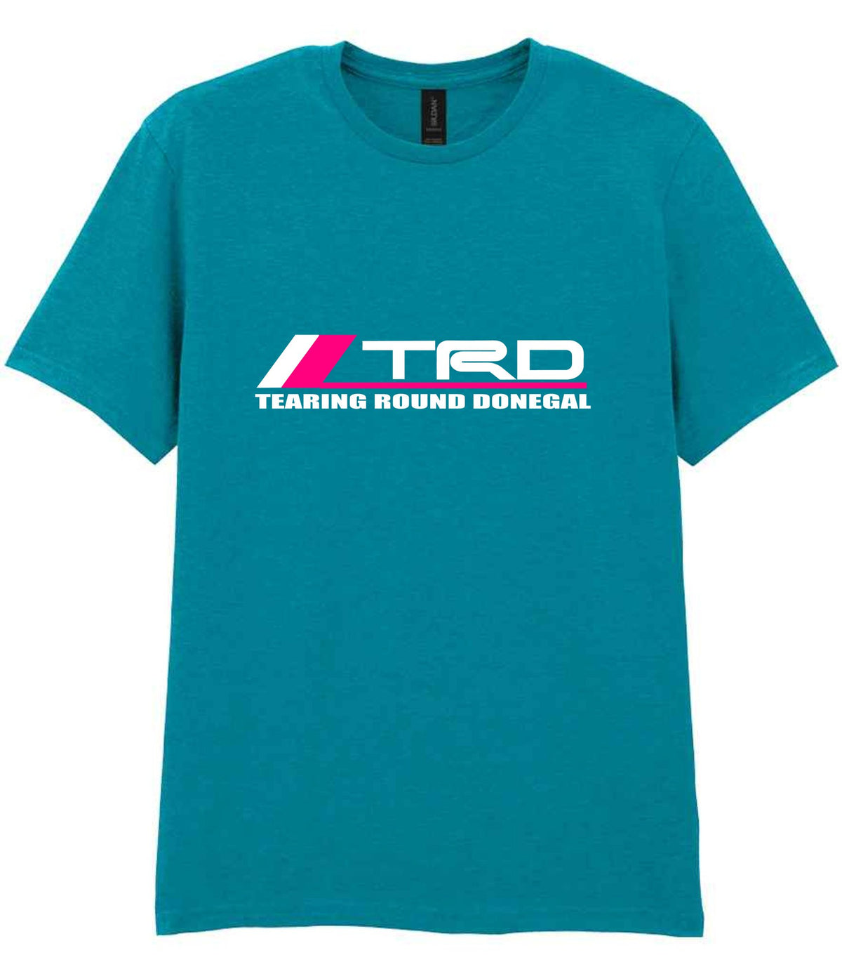 Tearing Round Donegal t-shirt in tropical blue