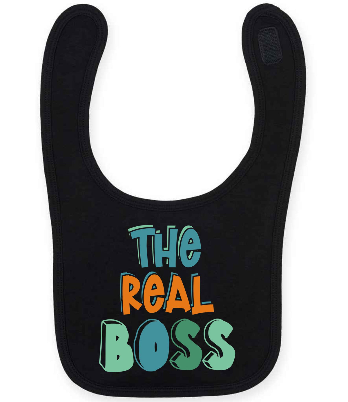 Bib piece of the The Boss Matching Set with Adult T-Shirt, Baby Tee & Bib – Family Matching Outfits in Black