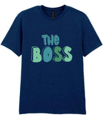 Adult piece of the The Boss Matching Set with Adult T-Shirt, Baby Tee & Bib – Family Matching Outfits in Navy