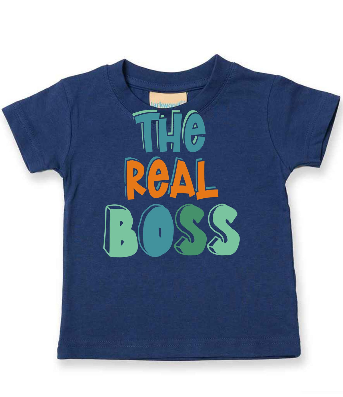 Baby piece of the The Boss Matching Set with Adult T-Shirt, Baby Tee & Bib – Family Matching Outfits in Navy