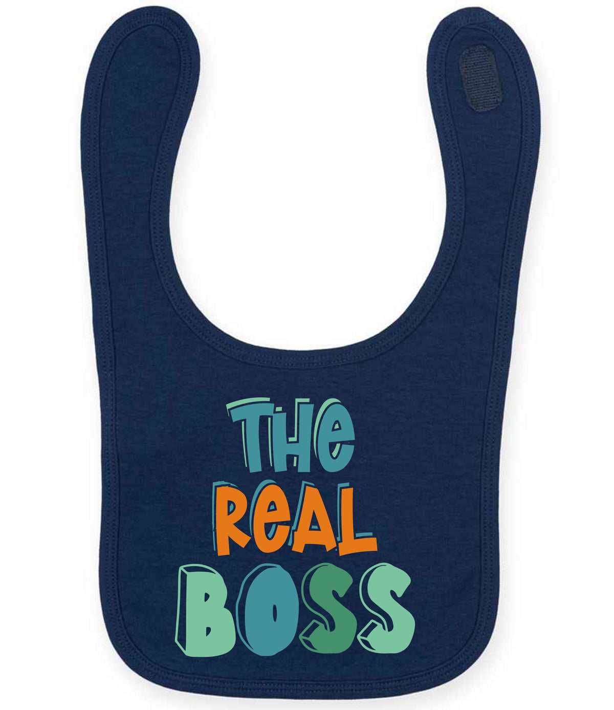 Bib piece of the The Boss Matching Set with Adult T-Shirt, Baby Tee & Bib – Family Matching Outfits in Navy
