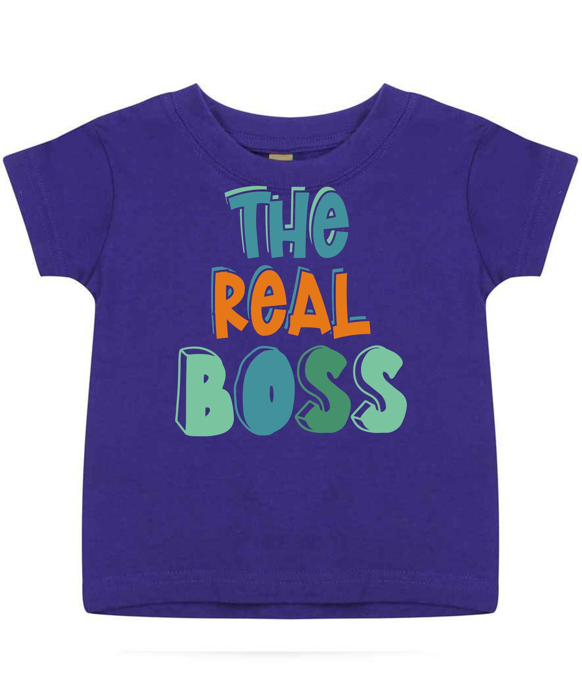 Baby piece of the The Boss Matching Set with Adult T-Shirt, Baby Tee & Bib – Family Matching Outfits in Purple