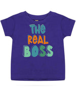 Baby piece of the The Boss Matching Set with Adult T-Shirt, Baby Tee & Bib – Family Matching Outfits in Purple
