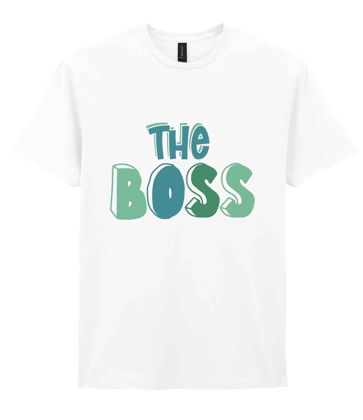 Adult piece of the The Boss Matching Set with Adult T-Shirt, Baby Tee & Bib – Family Matching Outfits in White