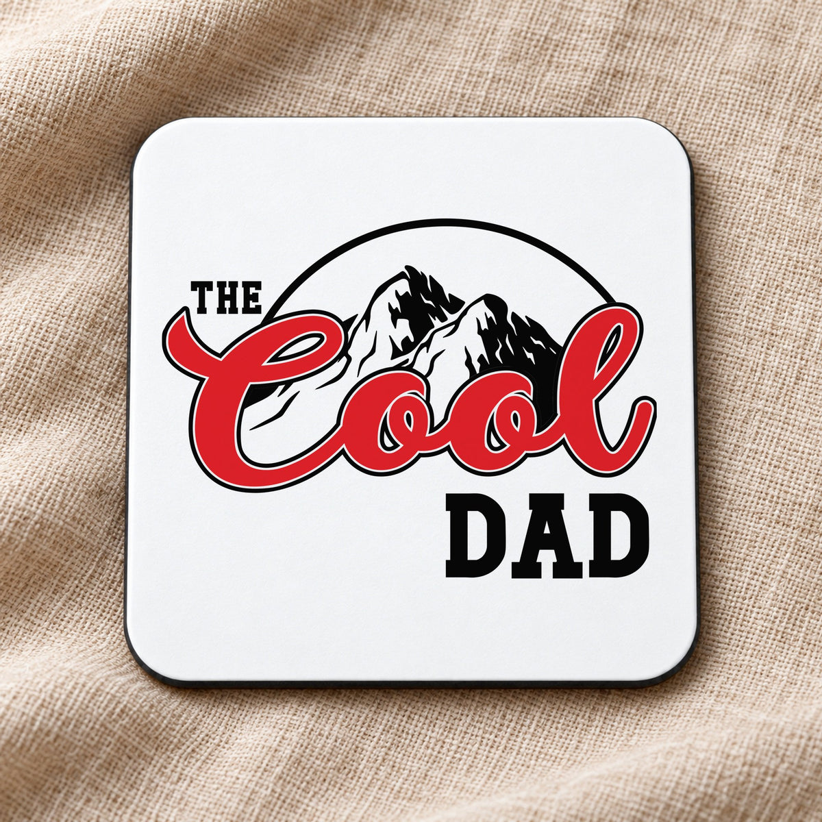 Coaster piece of the The Cool Dad Mug & Coaster Matching Set for Dads in White