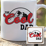 The Cool Dad Mug & Coaster Matching Set for Dads in White