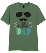 Dad piece of the The Coolest Matching Set Dad and Kid T-Shirts with Sunglasses and Mustache Designs in Military Green