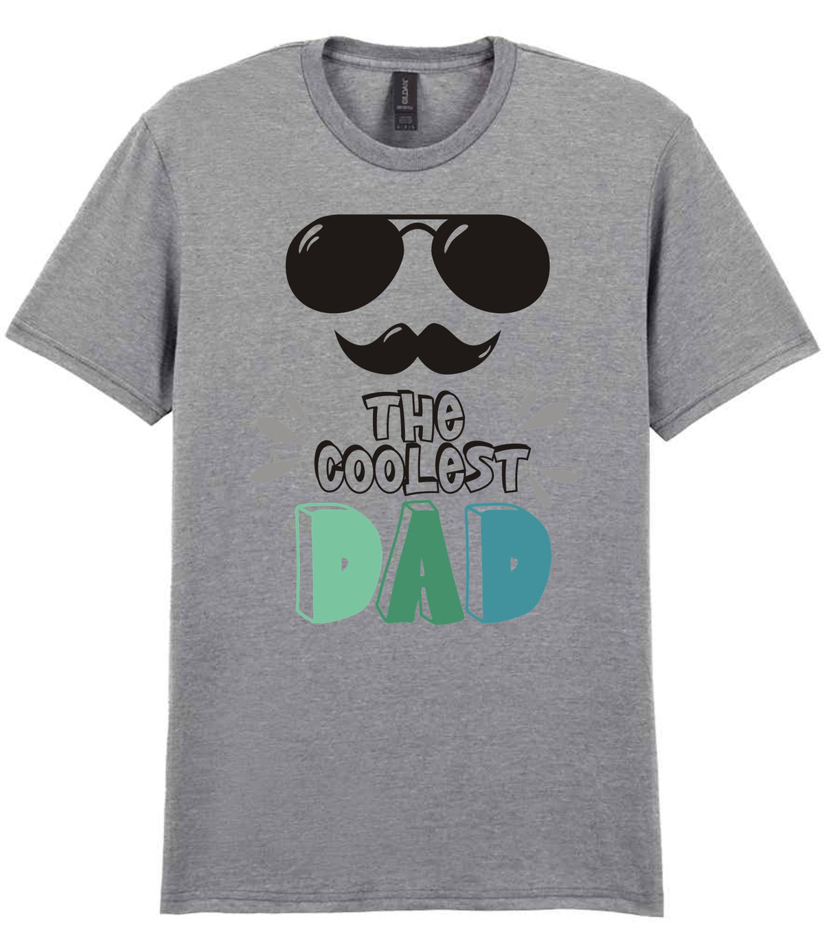 Dad piece of the The Coolest Matching Set Dad and Kid T-Shirts with Sunglasses and Mustache Designs in Sport Grey