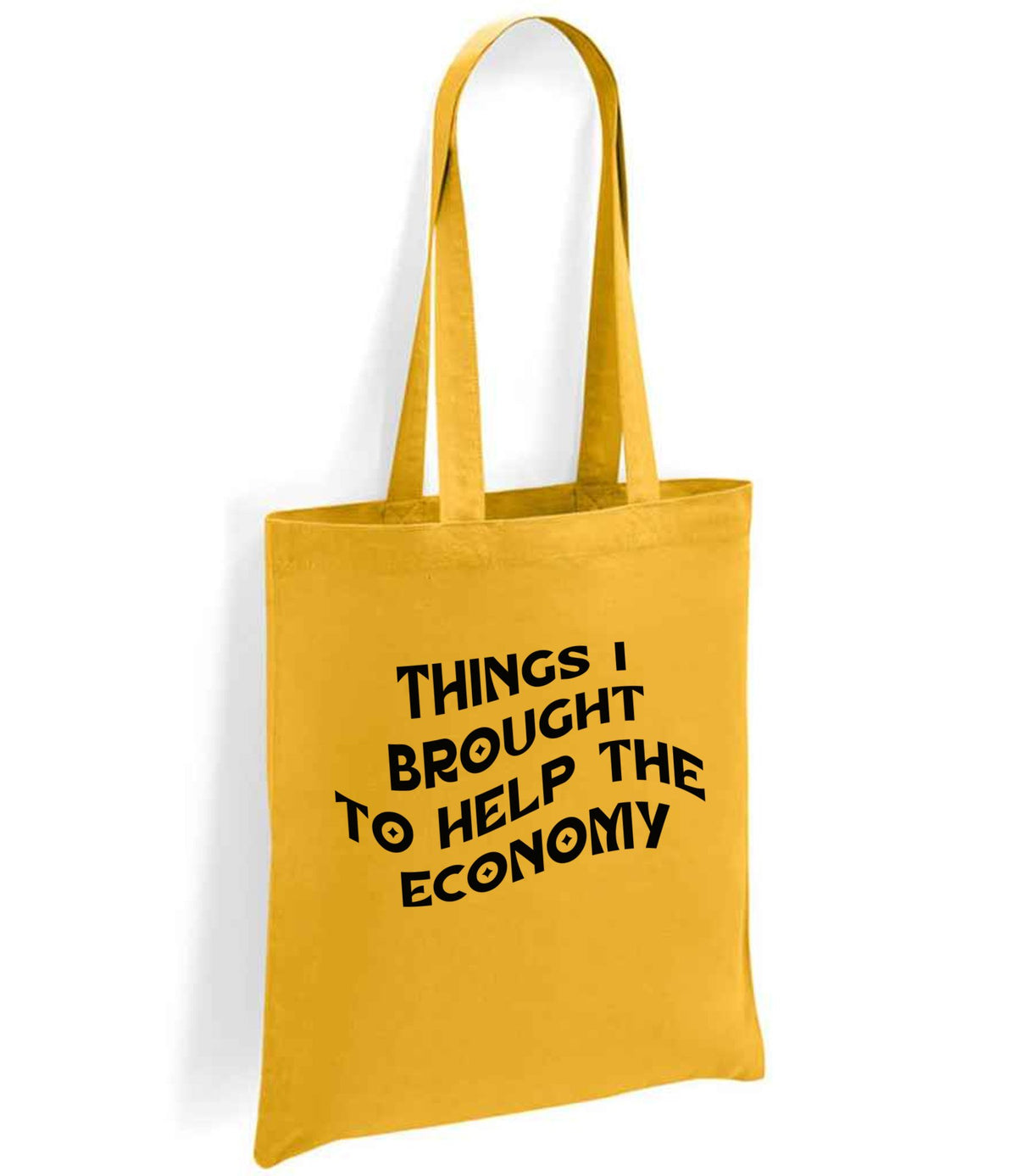 Things I Brought to Help the Economy tote bag in mustard