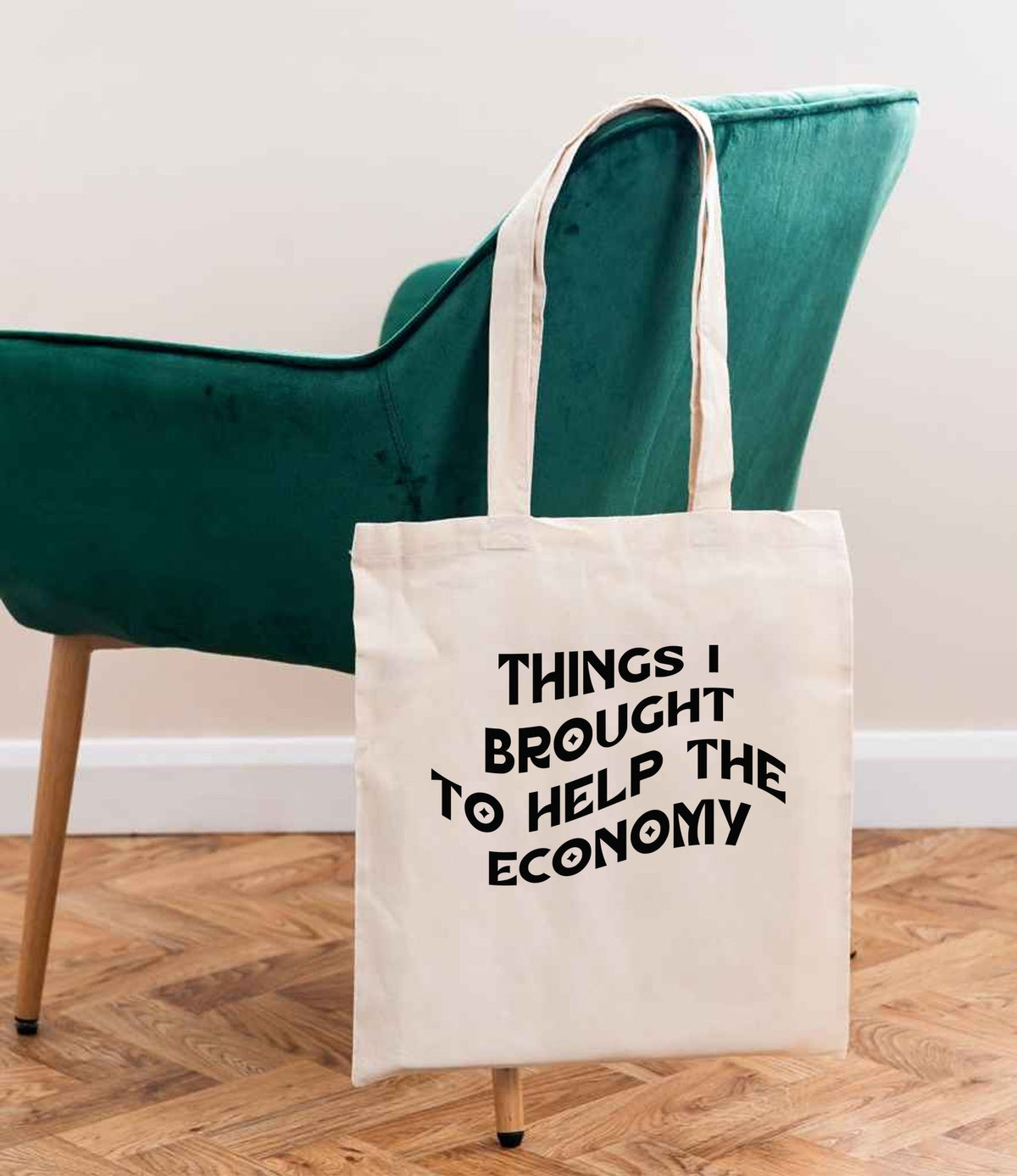 Things I Brought to Help the Economy tote bag in natural
