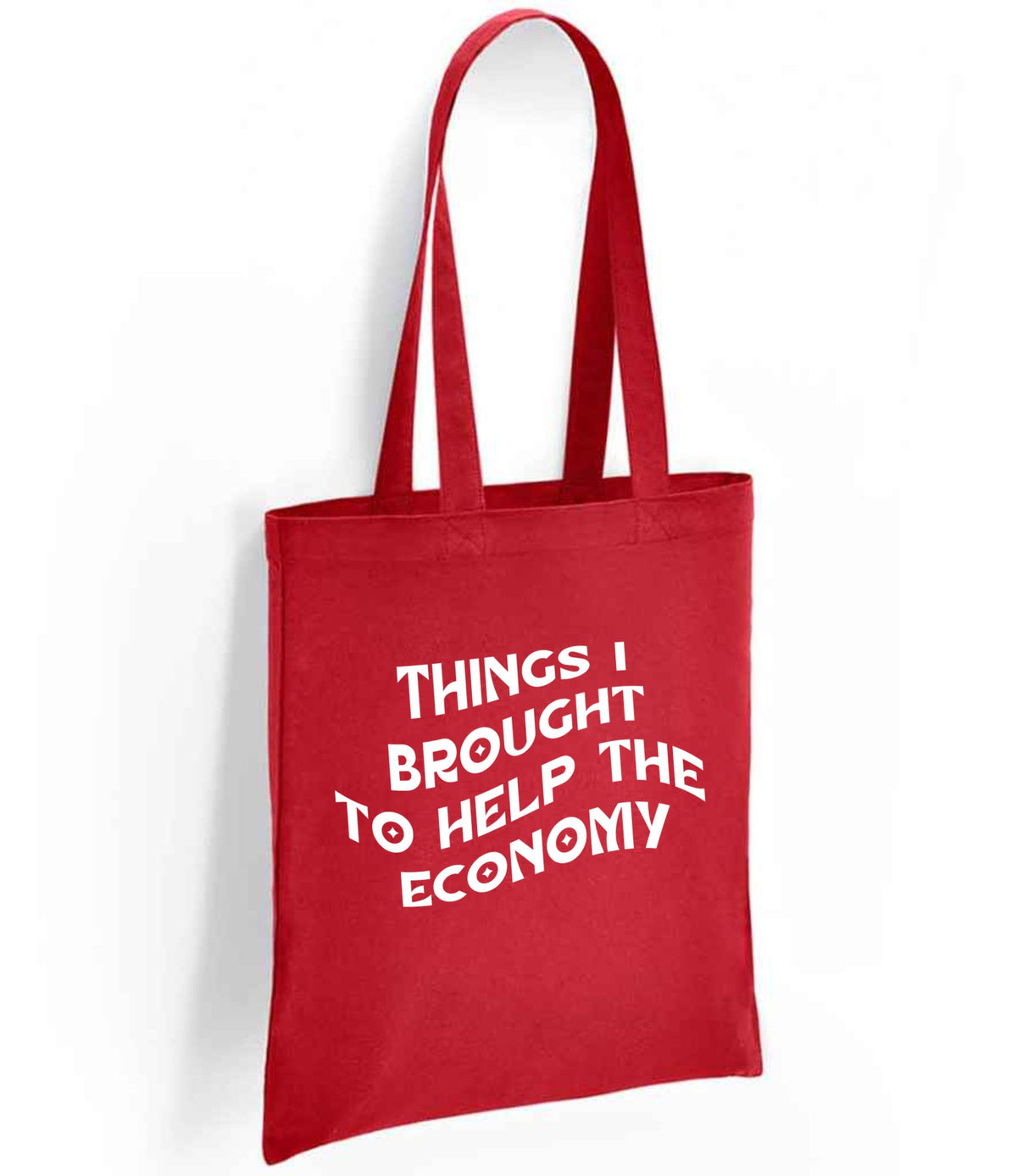 Things I Brought to Help the Economy tote bag in red