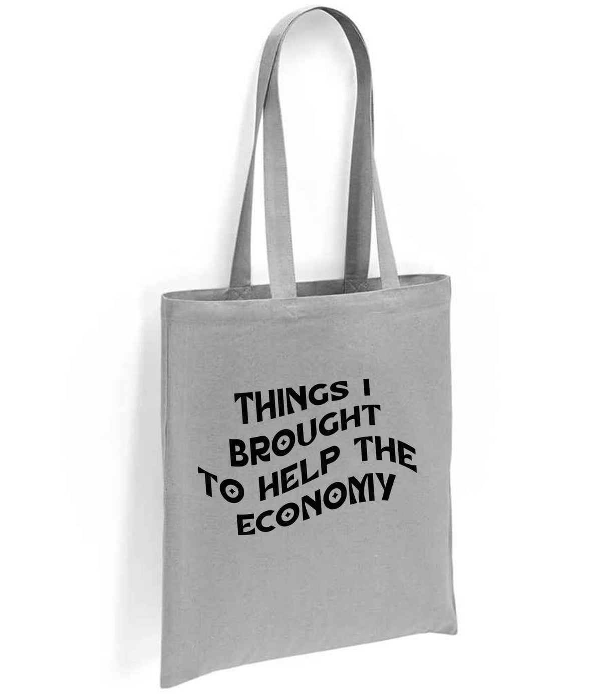 Things I Brought to Help the Economy tote bag in silver
