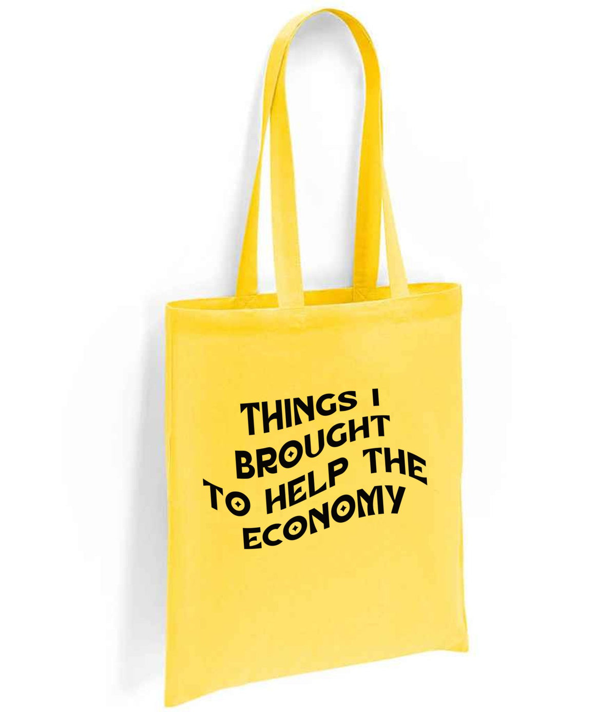 Things I Brought to Help the Economy tote bag in yellow