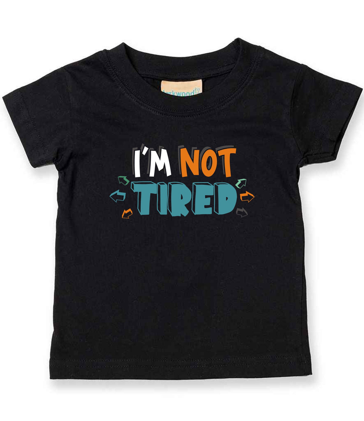 Baby piece of the Tired Family T-shirts Matching Set with Adult and Baby Designs in Black