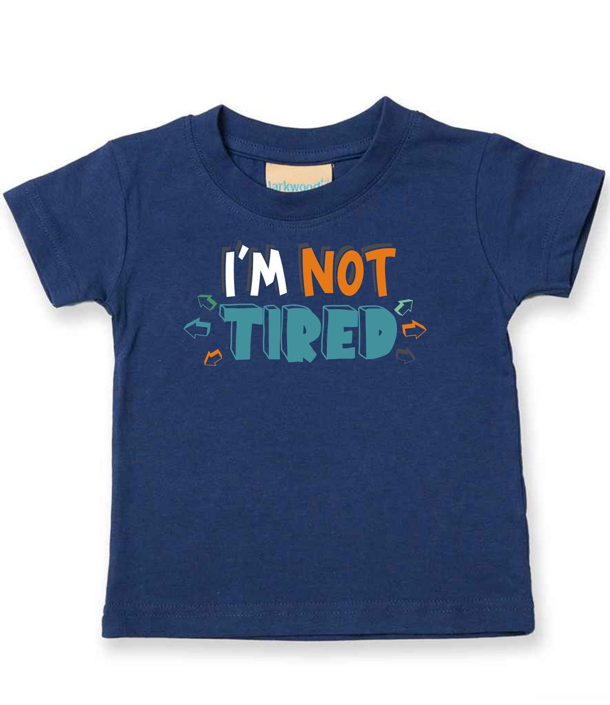 Baby piece of the Tired Family T-shirts Matching Set with Adult and Baby Designs in Navy