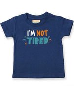Baby piece of the Tired Family T-shirts Matching Set with Adult and Baby Designs in Navy