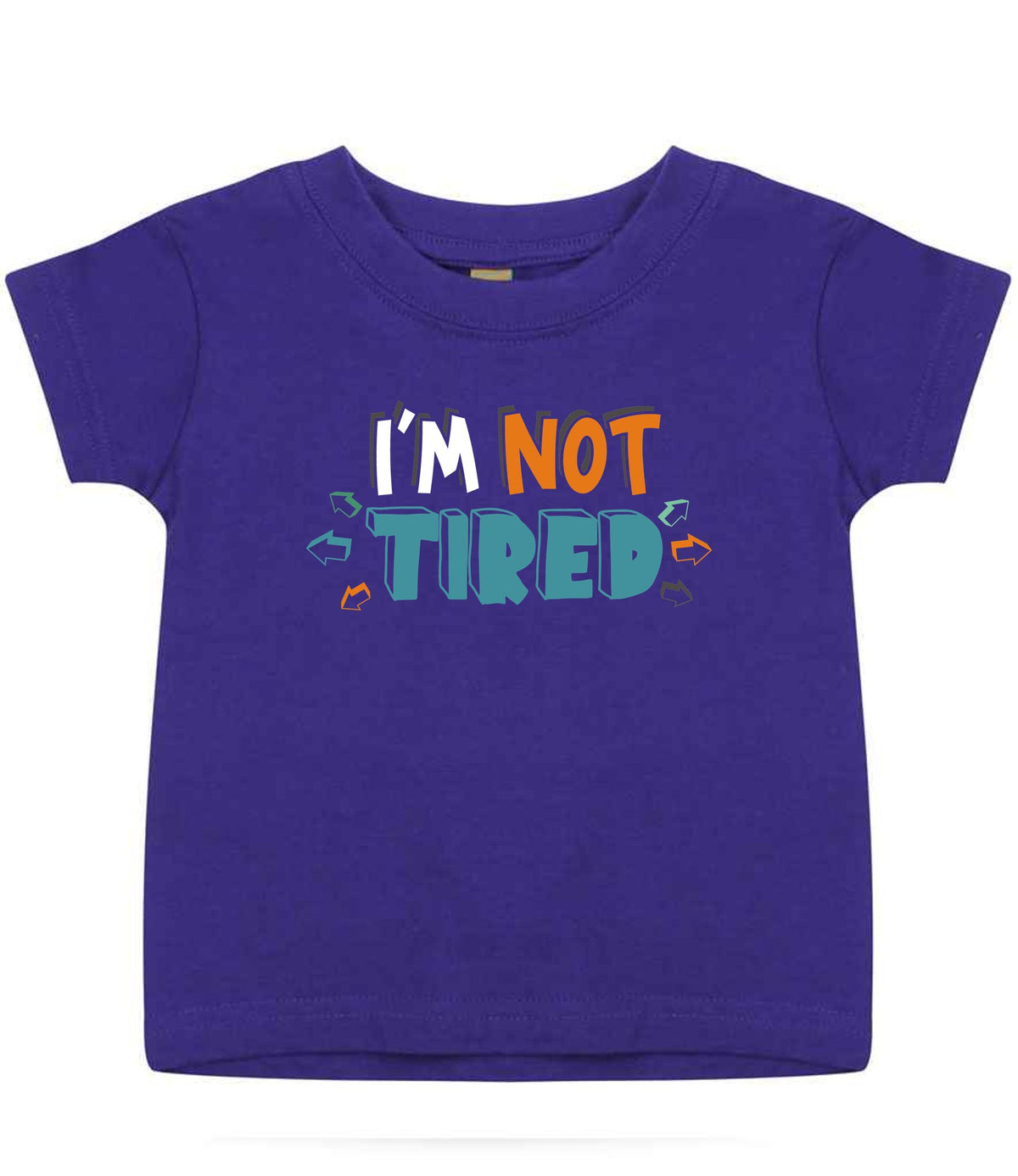Baby piece of the Tired Family T-shirts Matching Set with Adult and Baby Designs in Purple