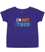 Baby piece of the Tired Family T-shirts Matching Set with Adult and Baby Designs in Purple