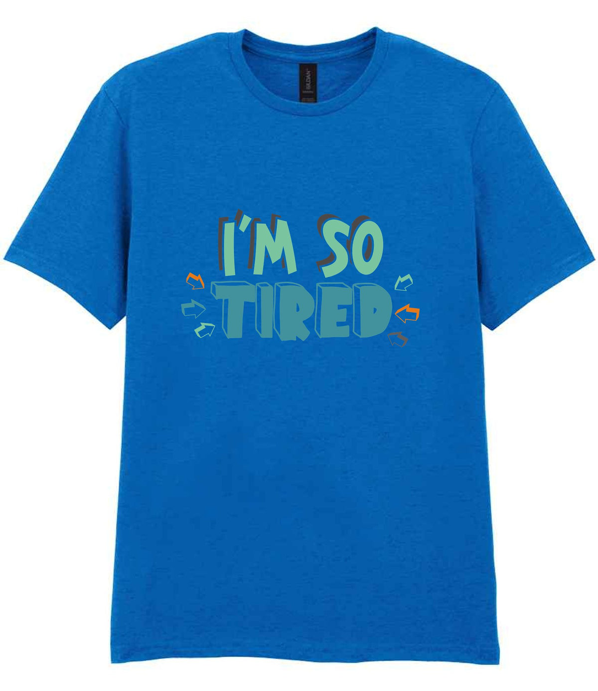 Adult piece of the Tired Family T-shirts Matching Set with Adult and Baby Designs in Royal Blue