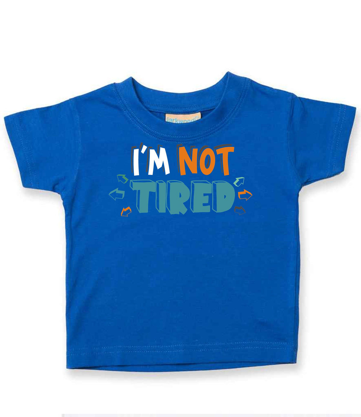Baby piece of the Tired Family T-shirts Matching Set with Adult and Baby Designs in Royal Blue