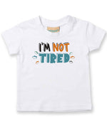 Baby piece of the Tired Family T-shirts Matching Set with Adult and Baby Designs in White