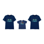 Tired Family T-shirts Matching Set with Adult and Baby Designs in Navy