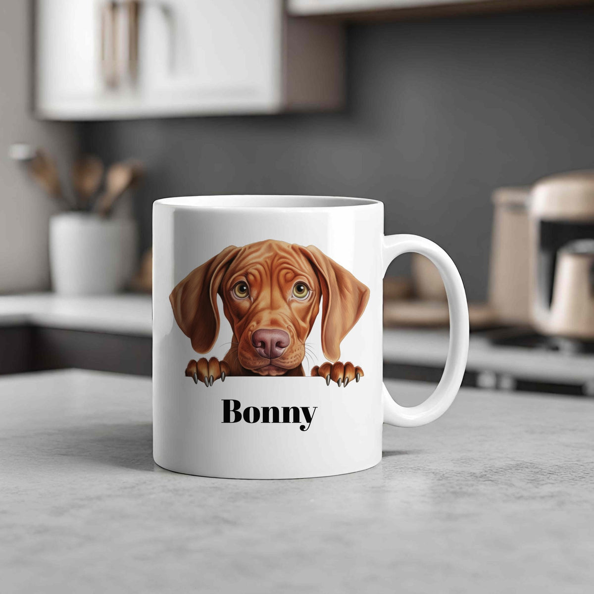 Customisable Vizsla Dog Portrait – Orca 11oz Standard Mug, personalised with your own text