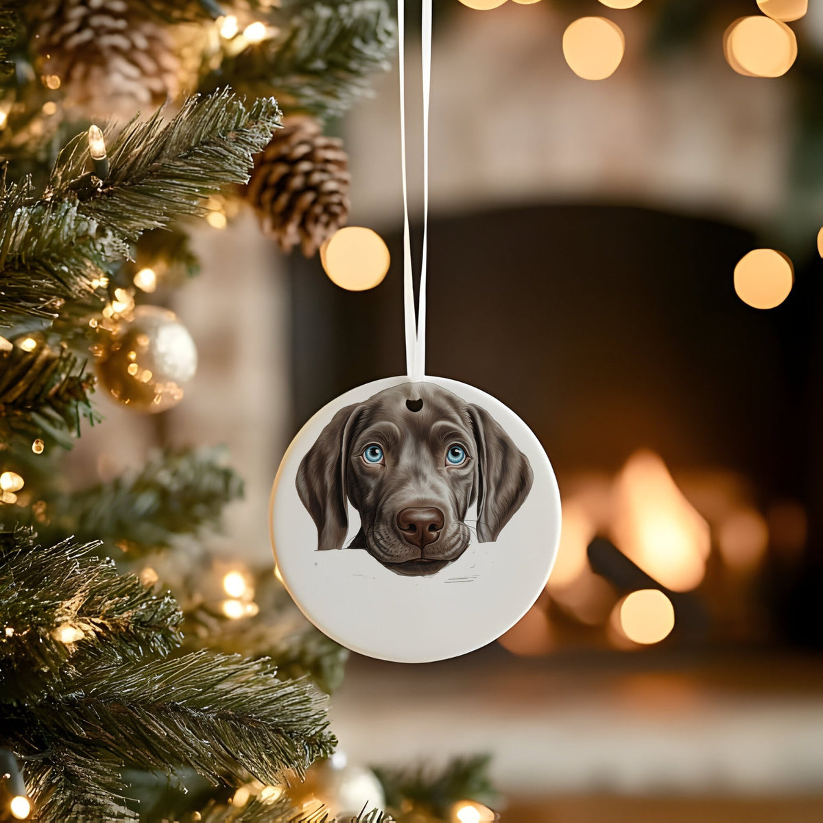 Weimaraner Puppy Face hanging decoration in standard