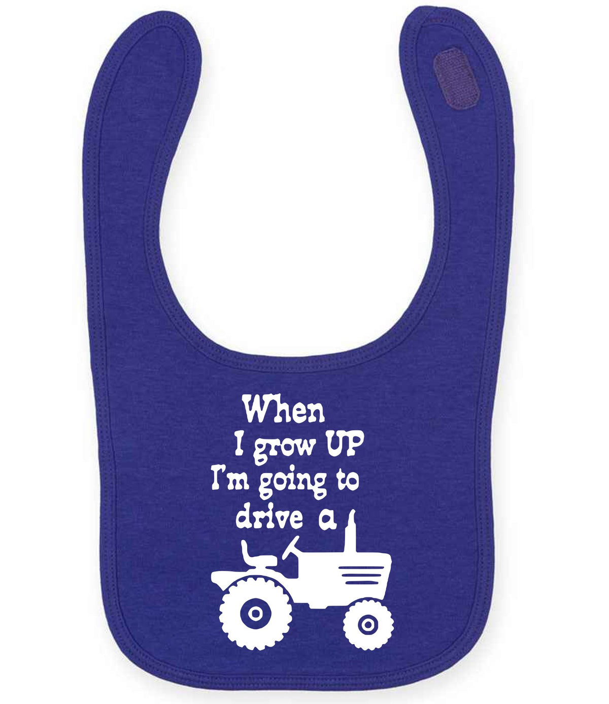 When I Grow UP I'm Going to Drive A larkwood baby/toddler bib in purple