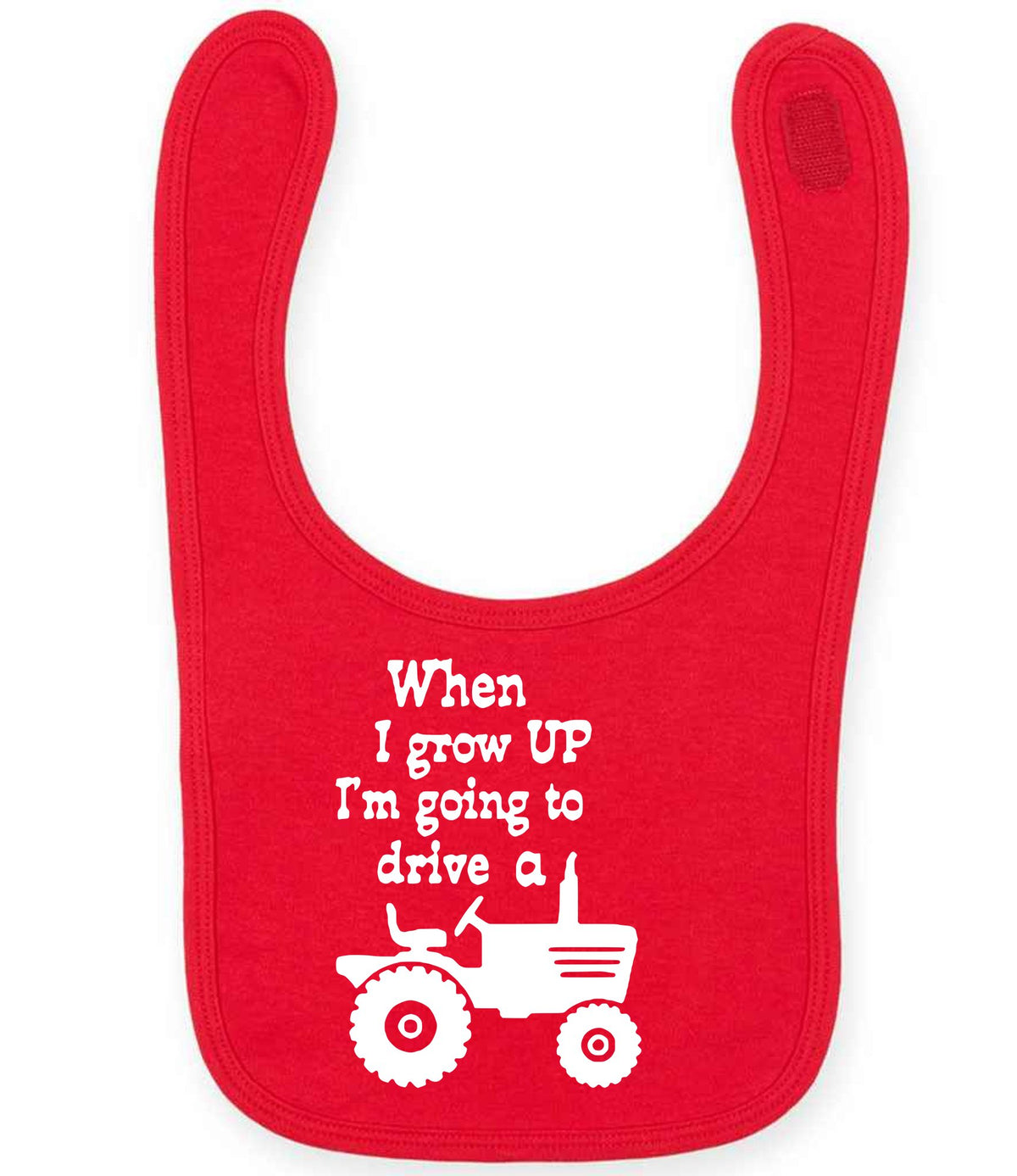 When I Grow UP I'm Going to Drive A larkwood baby/toddler bib in red