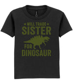 ★ Will Trade ★ Sister for Dinosaur – Kids T-Shirt in Black with Military Green vinyl