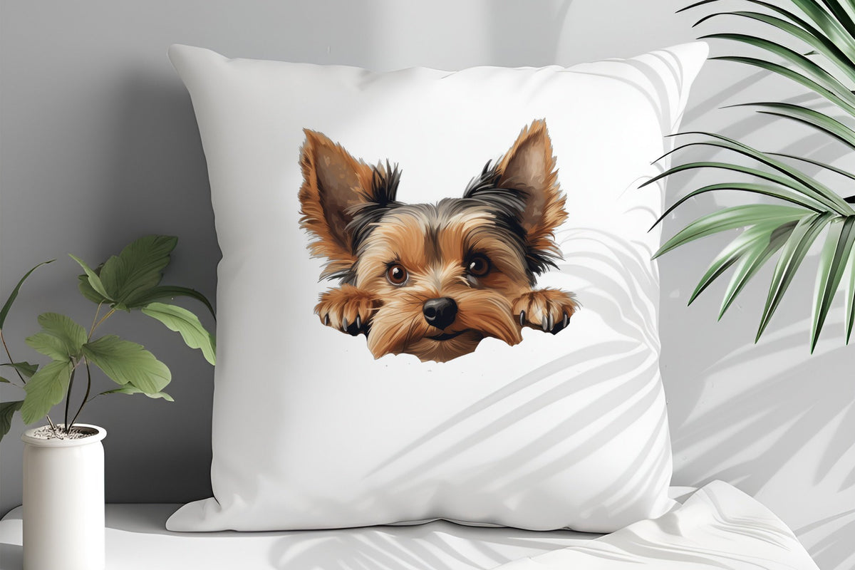 Yorkshire Terrier Face cushion in white